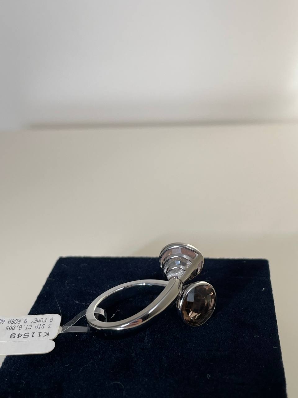 Кольцо с раухтопазом и розовым кварцем